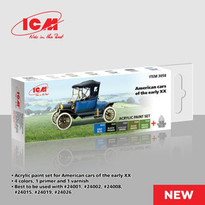 ICM 3058 Coffret de peinture acrylique pour voitures américaines du début du XXe siècle, 12 ml x 6