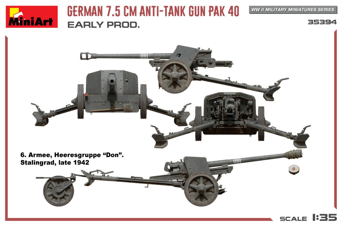 MiniArt 35394 GERMAN 7.5CM ANTI-TANK GUN PAK 40. EARLY PROD 1/35 – imagen 10