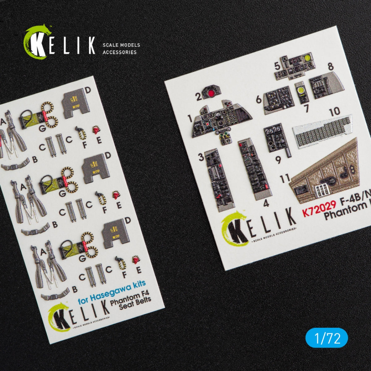 KELIK K72029 F-4(B,N) "PHANTOM II" INTERIOR 3D DECALS FOR HASEGAWA KIT 1/72