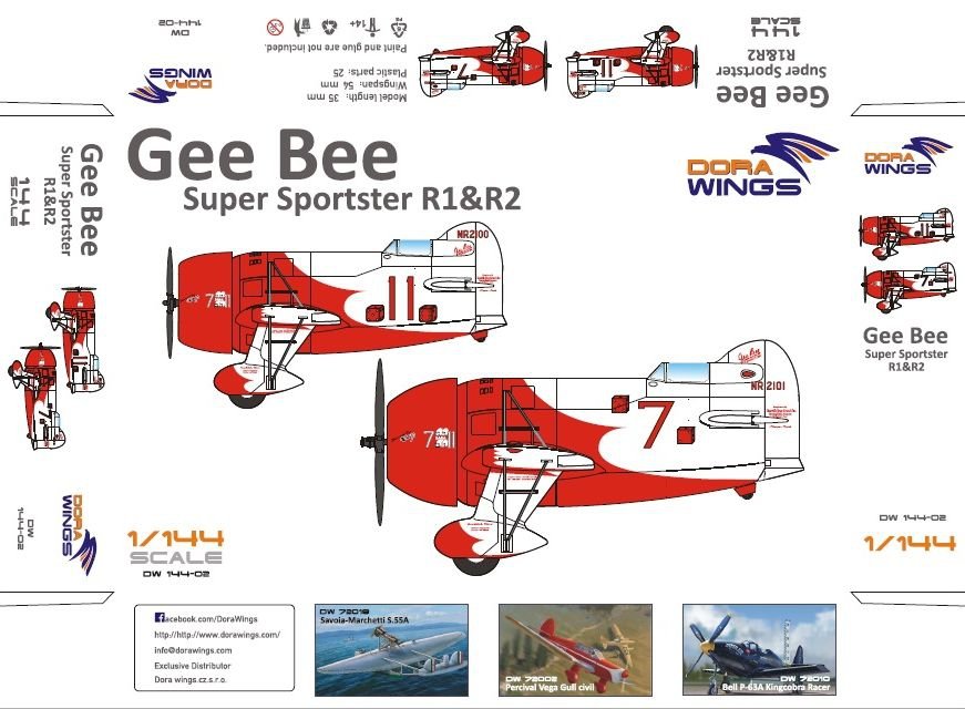 Dora Wings 14402 GeeBee Supersporster R1&amp;amp;R2 1/144 – obrázek 2