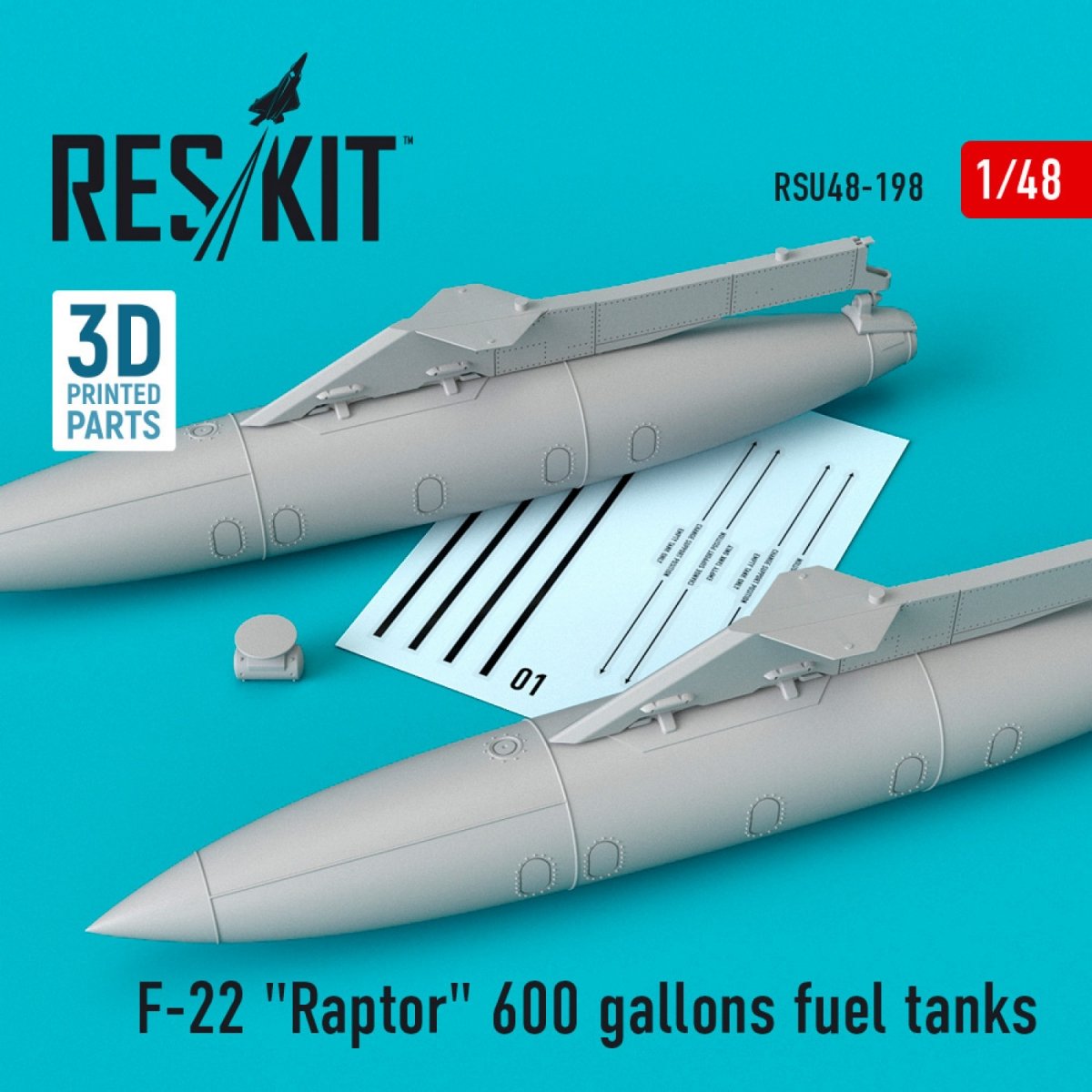 RESKIT RSU48-0198 F-22 &amp;quot;RAPTOR&amp;quot; 600 GALLONS FUEL TANKS 1/48