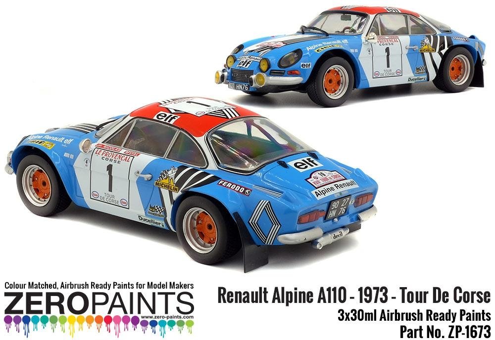 Zero Paints 1673 Renault Alpine A110 – 1973 – Tour De Corse Red - White - Blue Paint Set 3x30ml – image 3