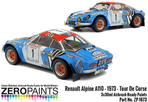 Zero Paints 1673 Renault Alpine A110 – 1973 – Tour De Corse Red - White - Blue Paint Set 3x30ml – image 3