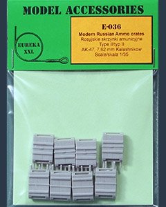 Eureka XXL E-036 Modern Russian Ammo Crates Type II for 7.62mm Ammo (for AK-47 Kalashnikov) 1/35