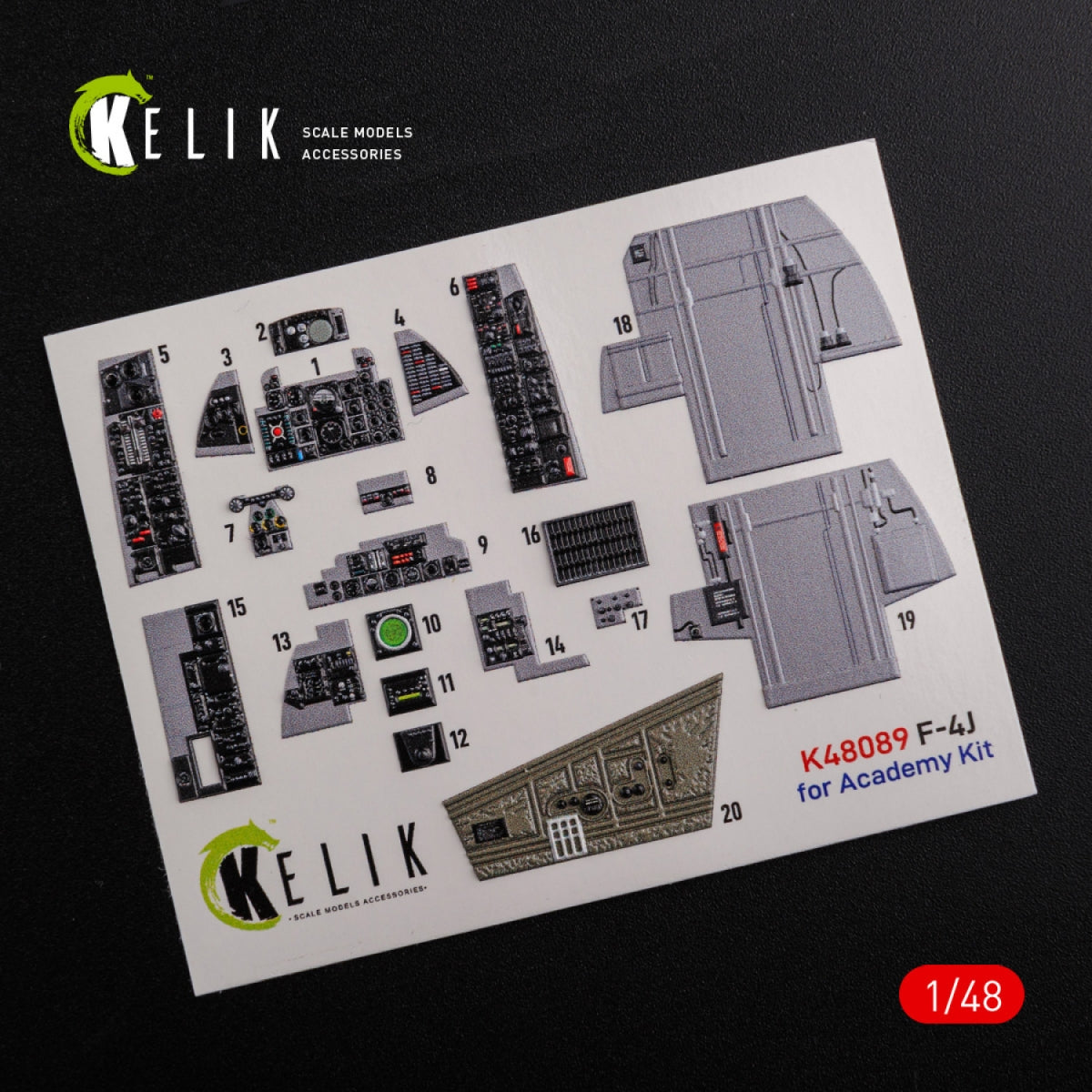 KELIK K48089 F-4J &amp;quot;Phantom II&amp;quot; interior 3D decals for Academy kit 1/48 – obrázek 2