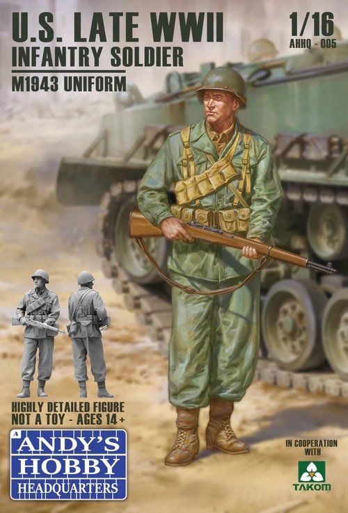 Andy's Hobby Headquarters AHHQ-005 US Late WWII Infantry Soldier (full body) M1943 Uniform 1/16