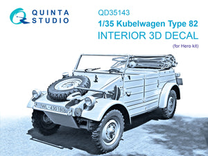 Quinta Studio QD35143 Kubelwagen Type 82 3D-Printed &amp;amp; colored Interior on decal paper (Hero) 1/35