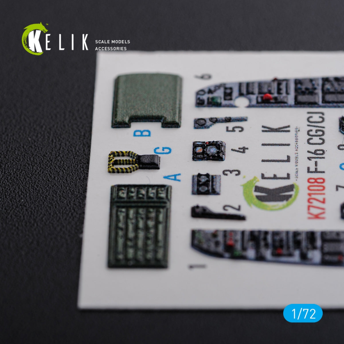KELIK K72108 F-16 CG/CJ interior 3D decals for Academy kit 1/72 – imagen 6