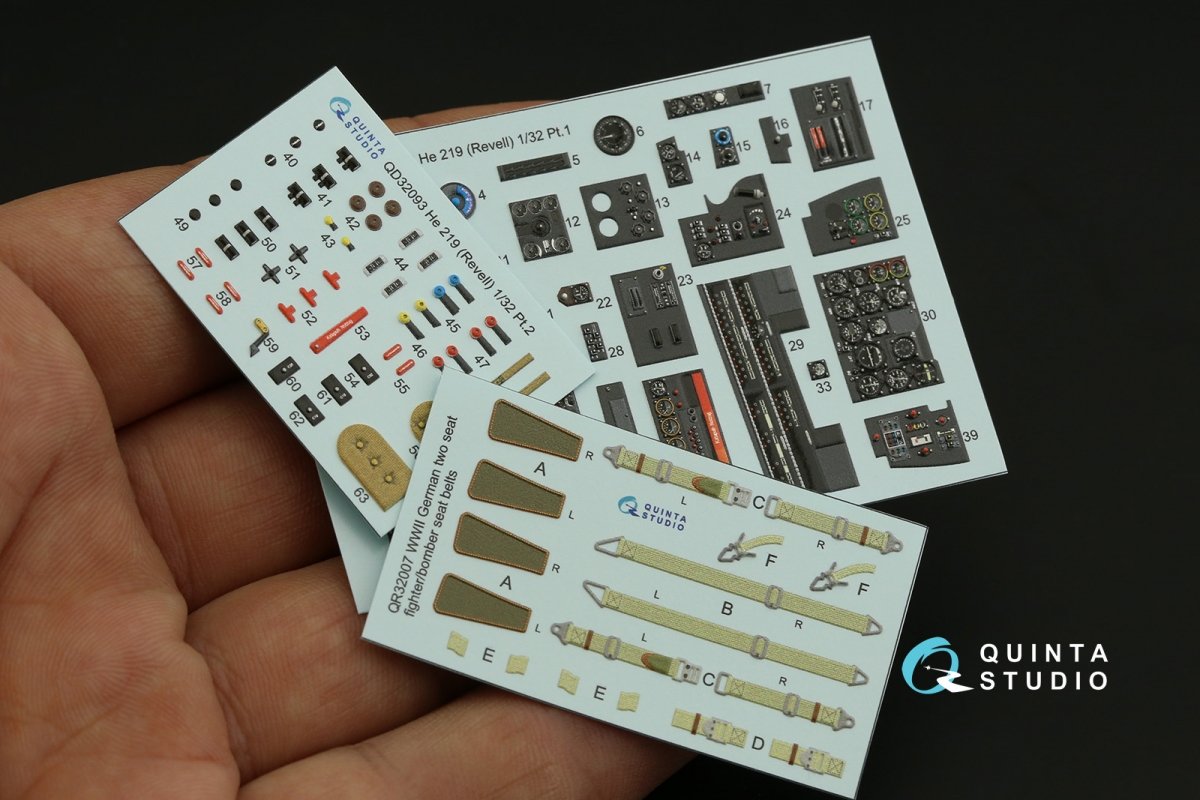 Quinta Studio QD32093 He 219 3D-Printed &amp;amp; colored Interior on decal paper (Revell) 1/32 – Bild 13