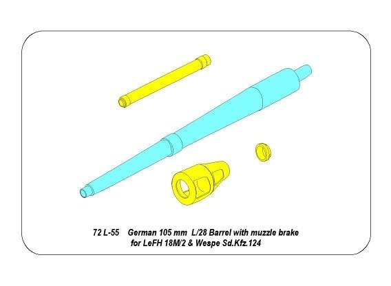 Aber 72L-55 German 105mm barrel for LeFH 18 “Wespe” 1/72 – imagen 3