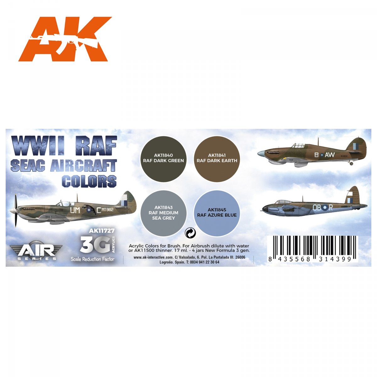AK Interactive AK11727 WWII RAF SEAC AIRCRAFT COLORS 4x17 ml – Bild 2