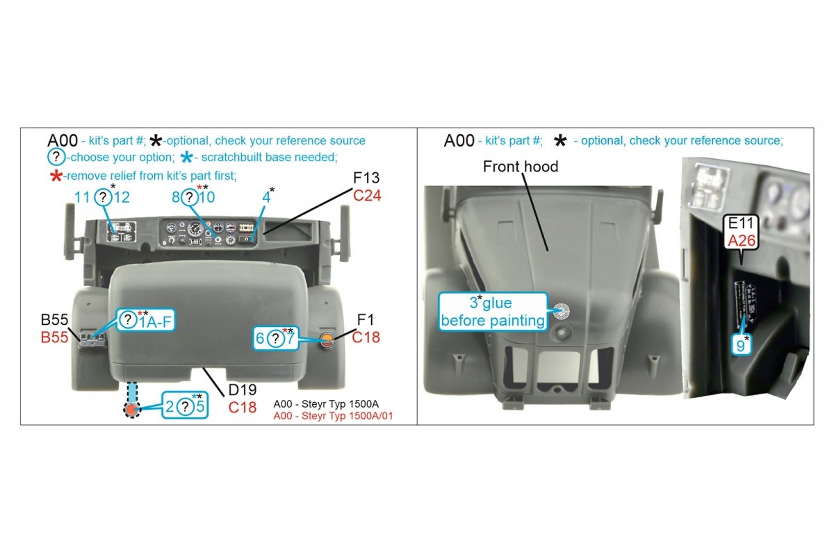 Quinta Studio QD35069 Steyr 1500A 3D-Printed &amp;amp; colored Interior on decal paper (Tamiya) 1/35 – immagine 6