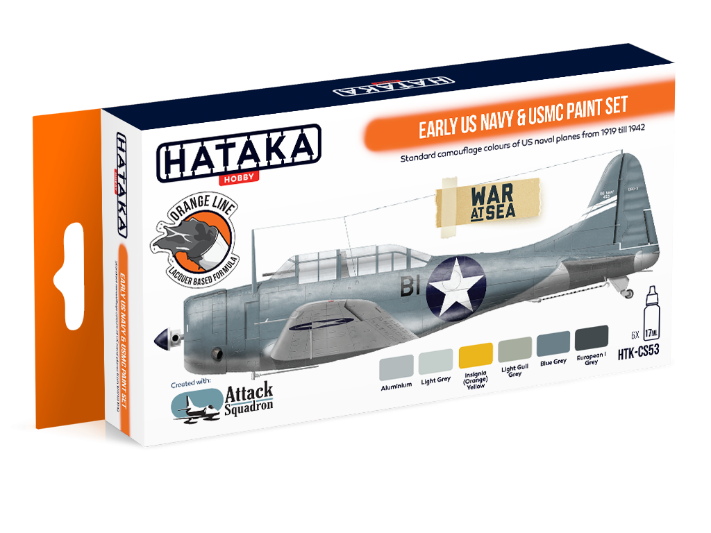Coffret de peinture Hataka HTK-CS53 pour les premiers épisodes de l&amp;#39;US Navy et de l&amp;#39;USMC (6 x 17 ml)