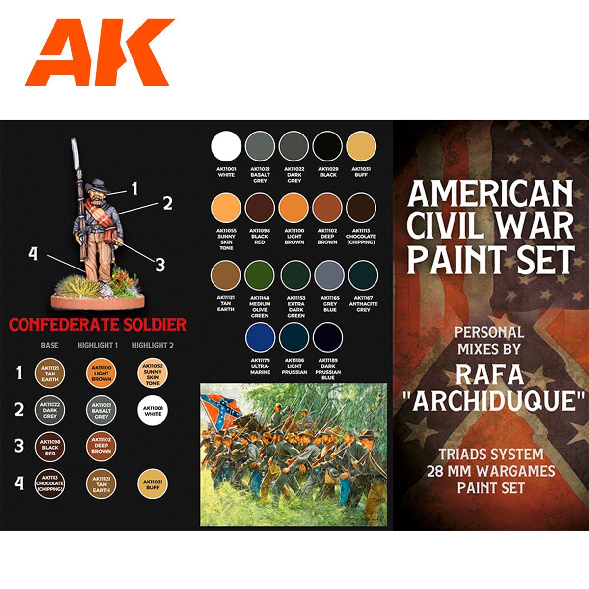 AK Interactive AK11764 SIGNATURE SET – REAF “ARCHIDUQUE” – SPECIAL 28MM AMERICAN CIVIL WAR PAINT SET 18x17 ml – image 6