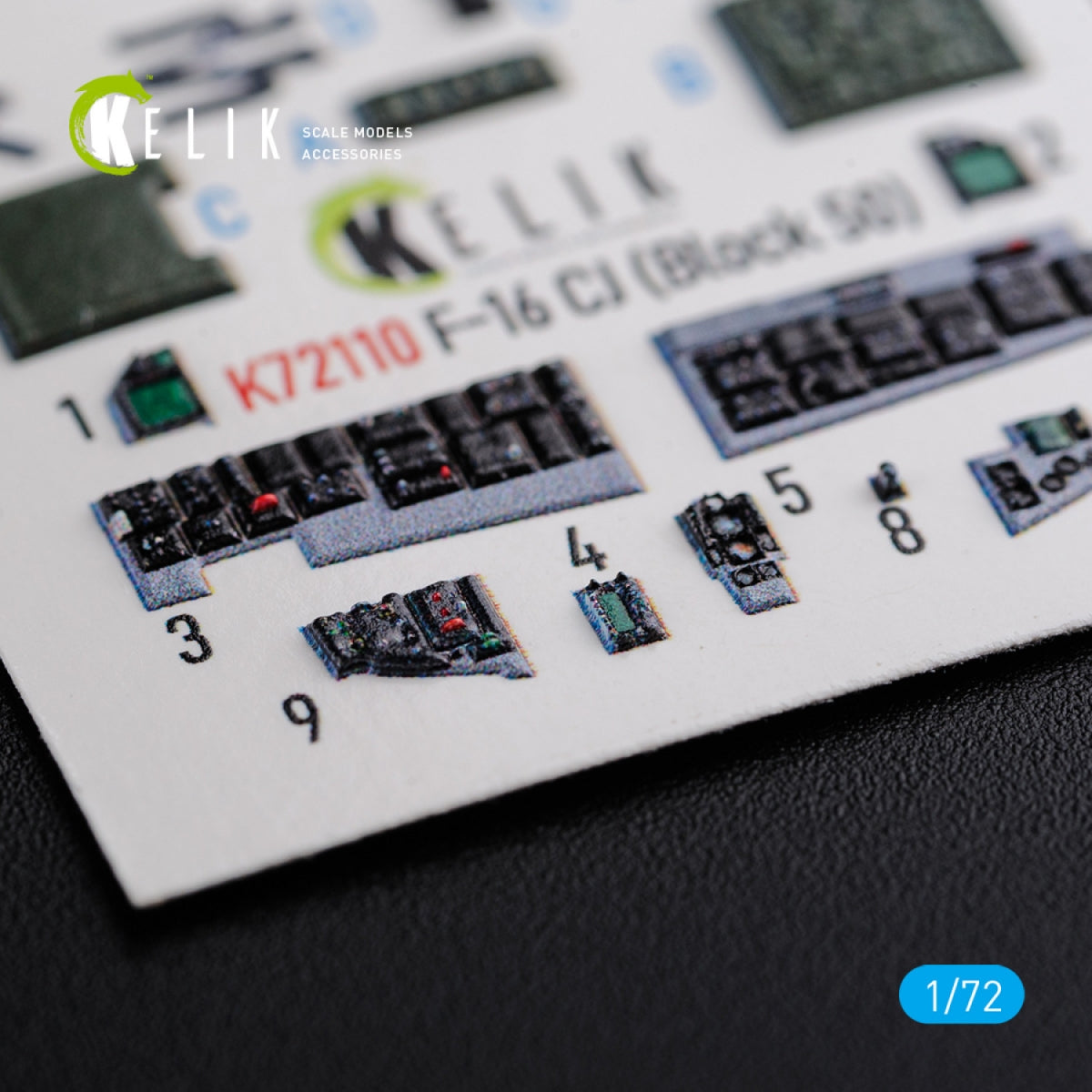 KELIK K72110 F-16 CJ (Block 50) interior 3D decals for Tamiya kit 1/72 – image 7