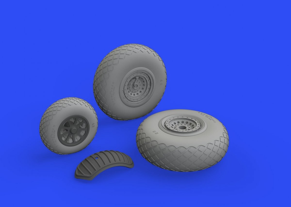 Eduard 632149 B-24 wheels (9spoke front wheel) 1/32 HOBBY BOSS – obrázek 2