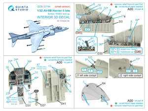 Quinta Studio QDS-32194 AV-8B Harrier II late 3D-Printed &amp;amp; colored Interior on decal paper (Trumpeter) (small version) 1/32 – obrázek 2