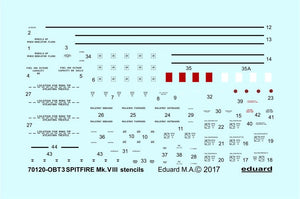 Eduard D72013 Spitfire Mk. VIII stencils 1/72 EDUARD