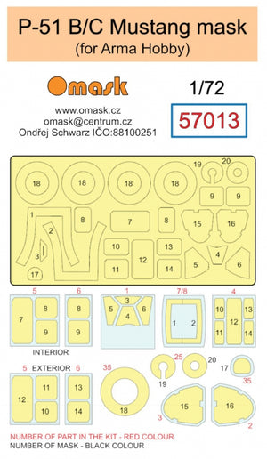 Omask 57013 P-51 B/C Mustang (for Arma Hobby) 1/72