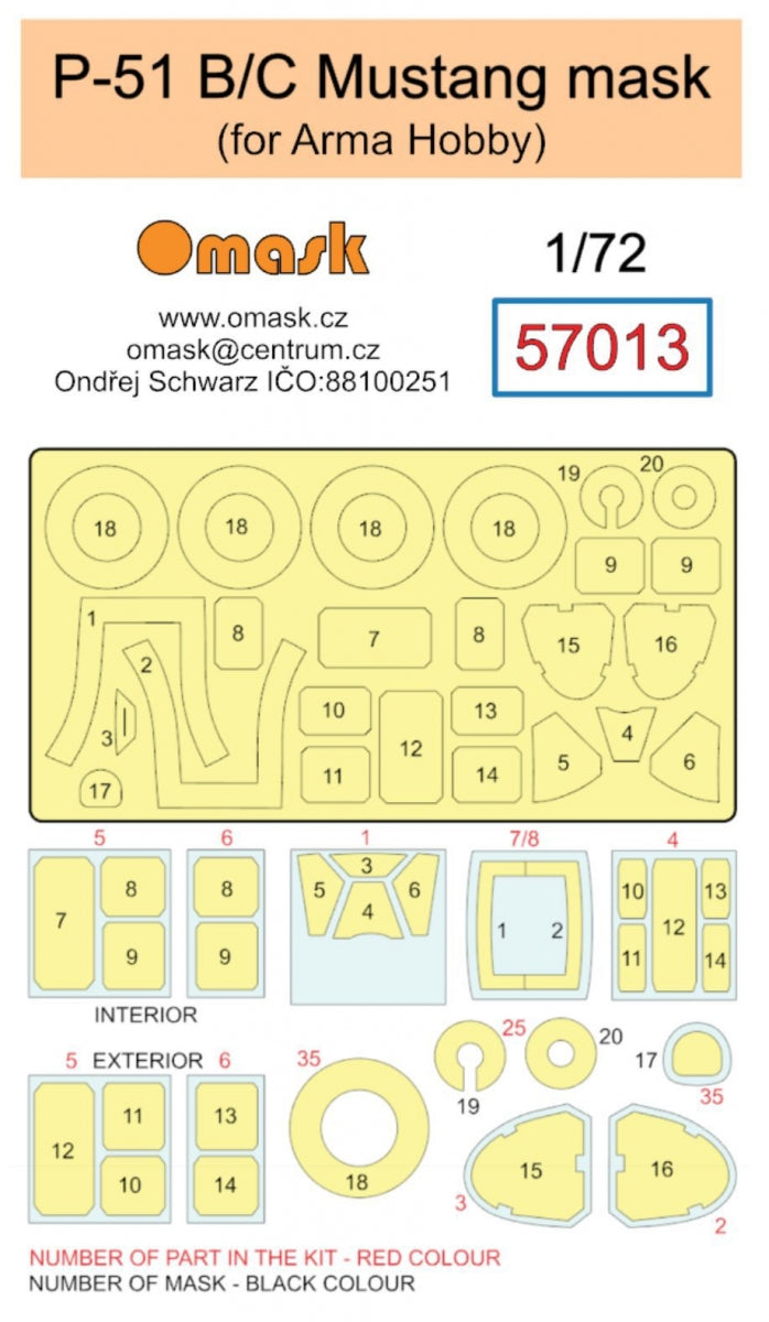 Omask 57013 P-51 B/C Mustang (for Arma Hobby) 1/72