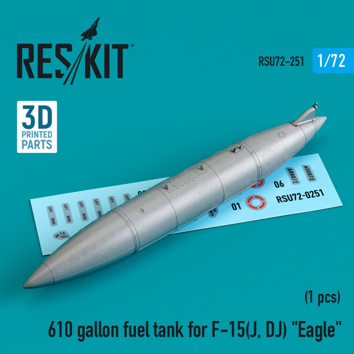 RESKIT RSU72-0251 610 GALLON FUEL TANK FOR F-15(J, DJ) "EAGLE" (3D PRINTED) 1/72