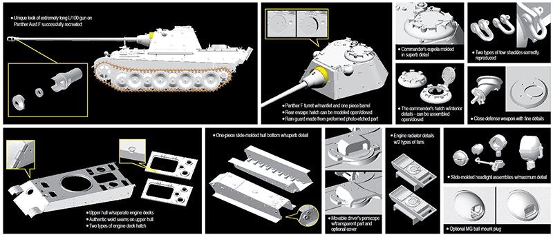 Dragon 6799 Panther Ausf.F w/7.5cm KwK42 L/100 1/35 – image 3