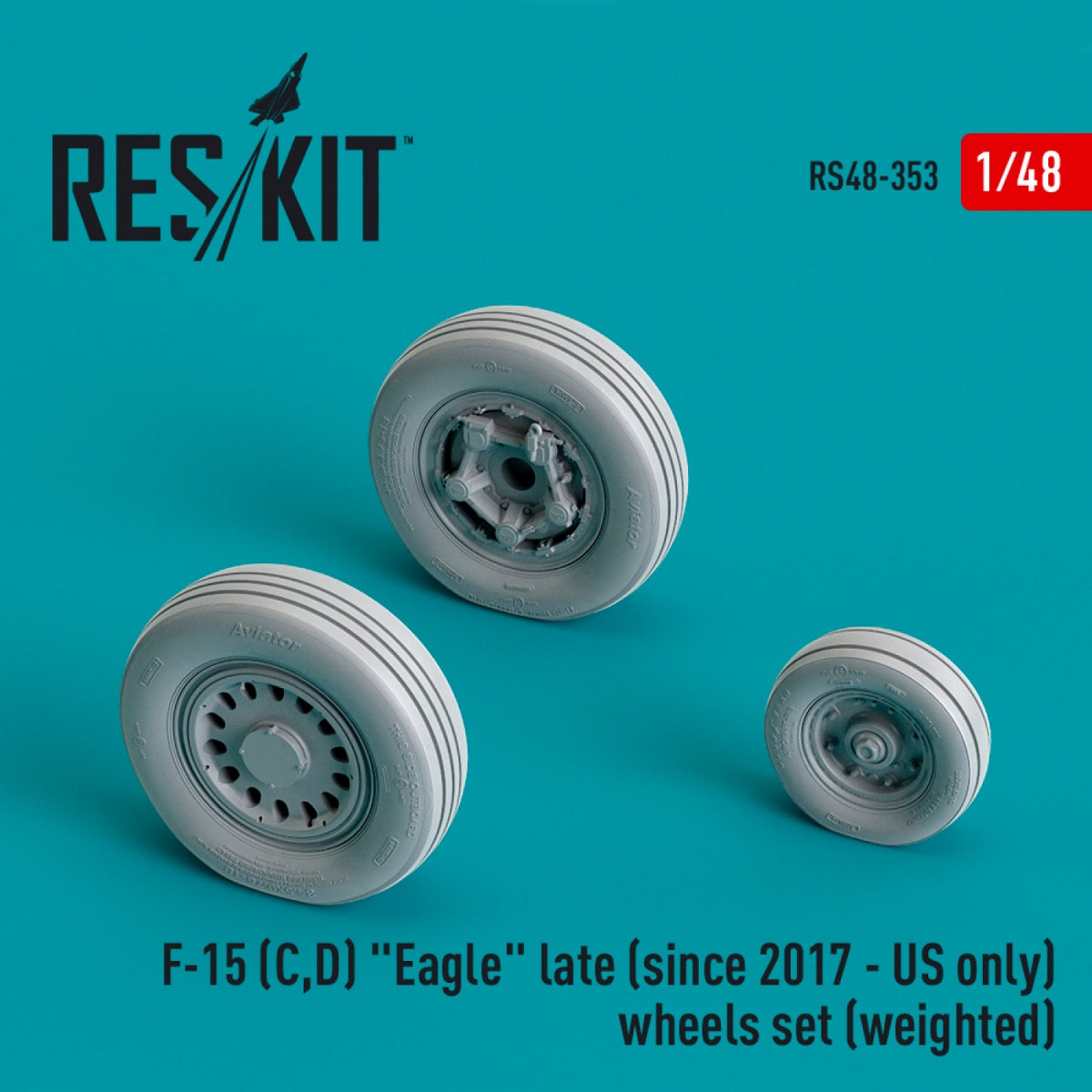RESKIT RS48-0353 F-15 (C,D) EAGLE LATE (SINCE 2017 - US ONLY) WHEELS SET (WEIGHTED) (RESIN &amp;amp; 3D PRINTED) 1/48