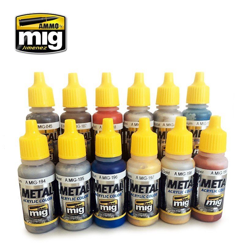 AMMO of Mig Jimenez 7175 METALLIC COLORS SET (12x17ml) – image 2