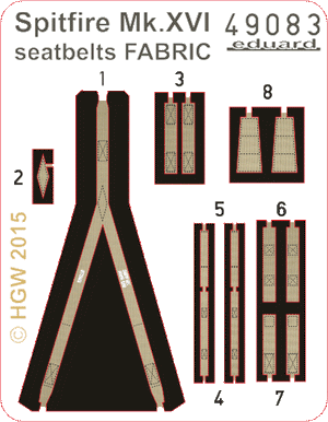 Eduard 49083 Spitfire Mk. XVI seatbelts FABRIC 1/48 EDUARD