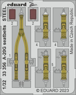Eduard 33356 A-20G seatbelts STEEL HONG KONG MODELS 1/32