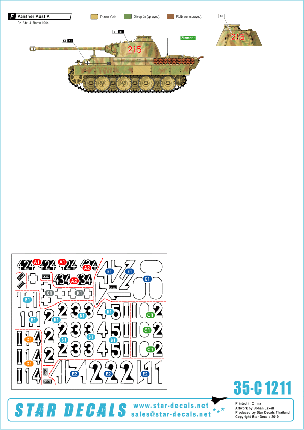 Star Decals 35-C1211 German tanks in Italy # 11 Panther A &amp;amp; G 1/35 – obrázek 2