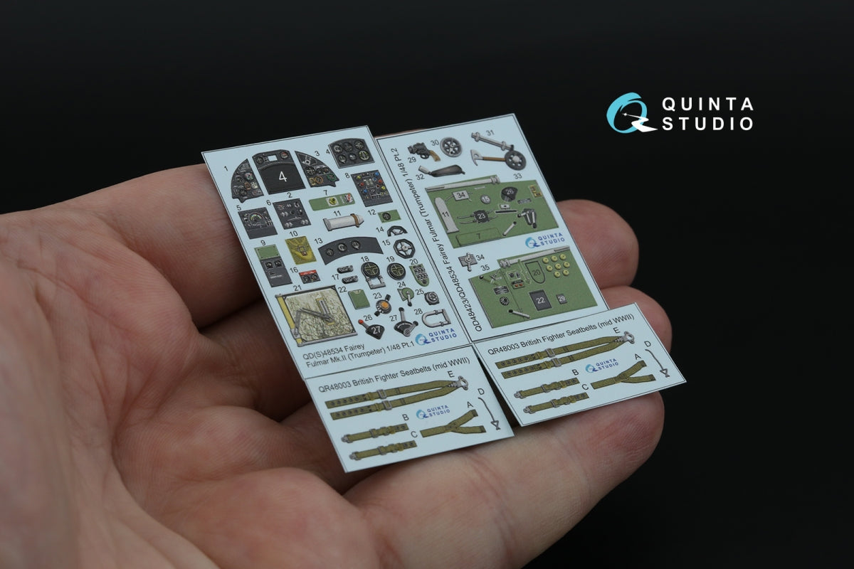 Quinta Studio QD48534 Fairey Fulmar Mk.II 3D-Printed &amp;amp; colored Interior on decal paper (Trumpeter) 1/48 – obrázek 3