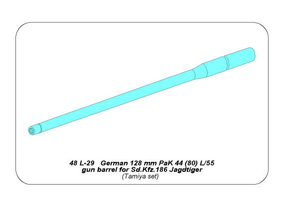 Aber 48L-29 128mm PaK 44 L/55 gun barrel for Sd.Kfz.186 Jagdtiger 1/48 – imagen 3