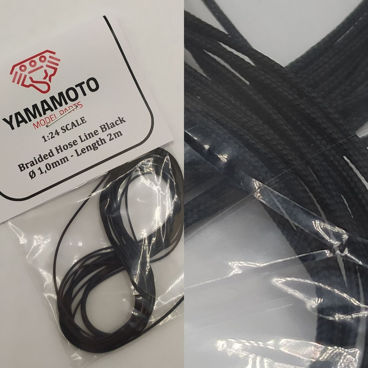 Yamamoto Model Parts YMPTUN69 Braided Hose Line Black 1.0mm 2m 1/24