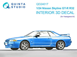 Quinta Studio QD24017 Nissan Skyline GT-R R32 3D-Printed colored Interior on decal paper (Hasegawa) 1/24