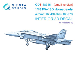 Quinta Studio QDS-48346 FA-18D early 3D-Printed &amp;amp; colored Interior on decal paper (Hasegawa) (small version) 1/48