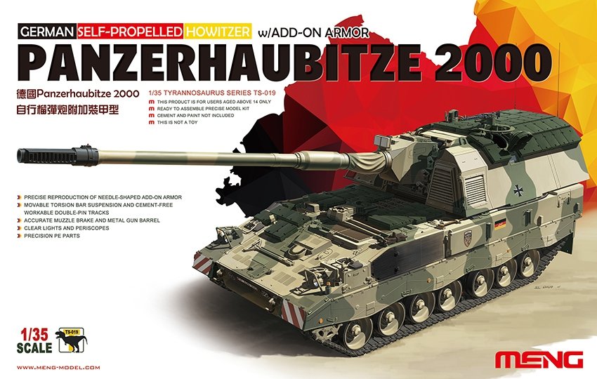 Meng Model TS-019 GERMAN SELF-PROPELLED HOWITZER PANZERHAUBITZE 2000 w/ADD-ON ARMOR 1/35