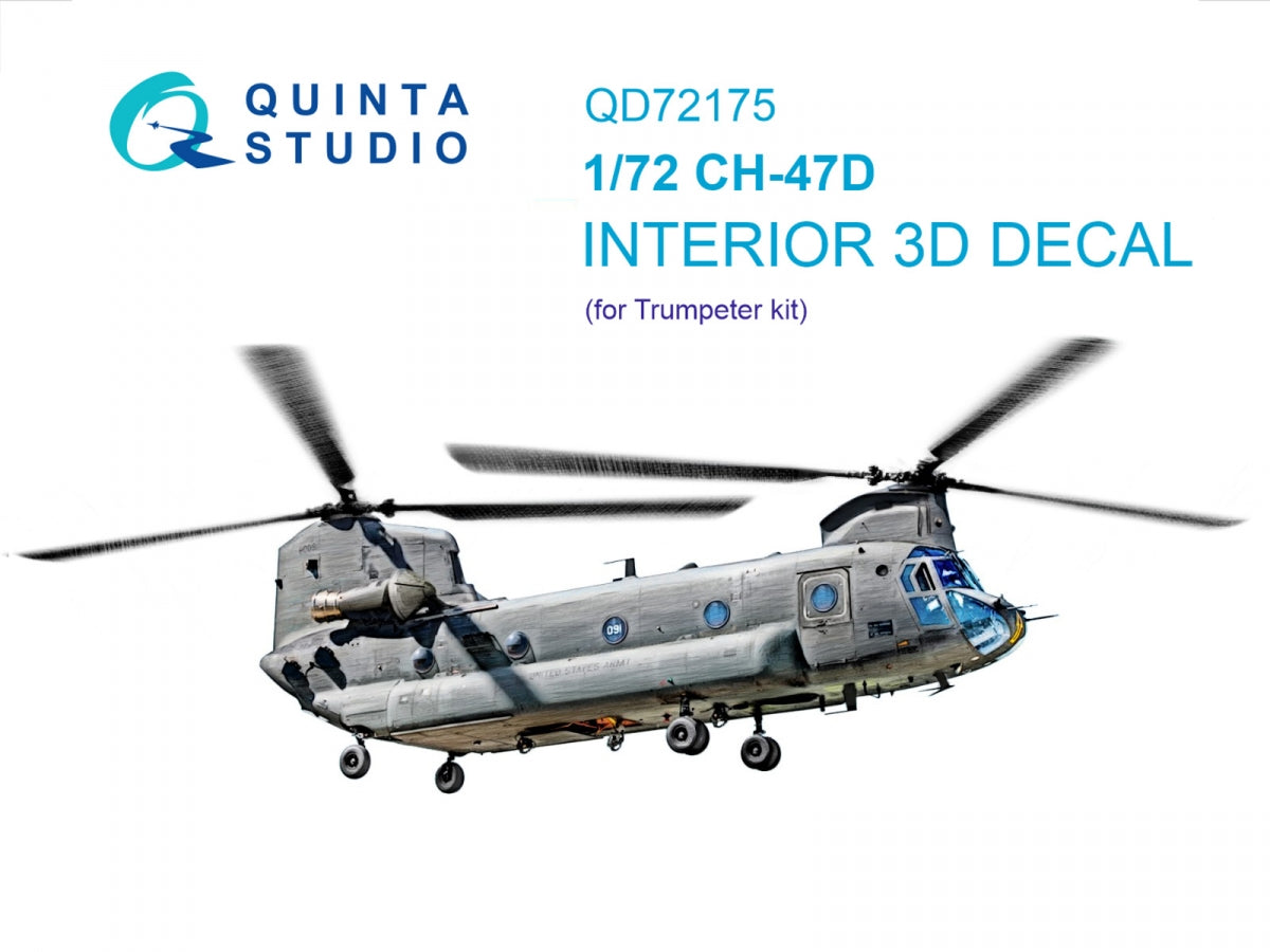 Quinta Studio QD72175 CH-47D 3D-Printed colored Interior on decal paper (Trumpeter) 1/72