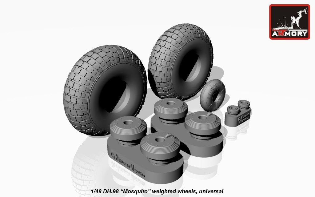 Armory Models AW48402 deHavilland DH.98 Mosquito wheels, “checkerboard” tire pattern, weighted 1/48 – obrázek 3