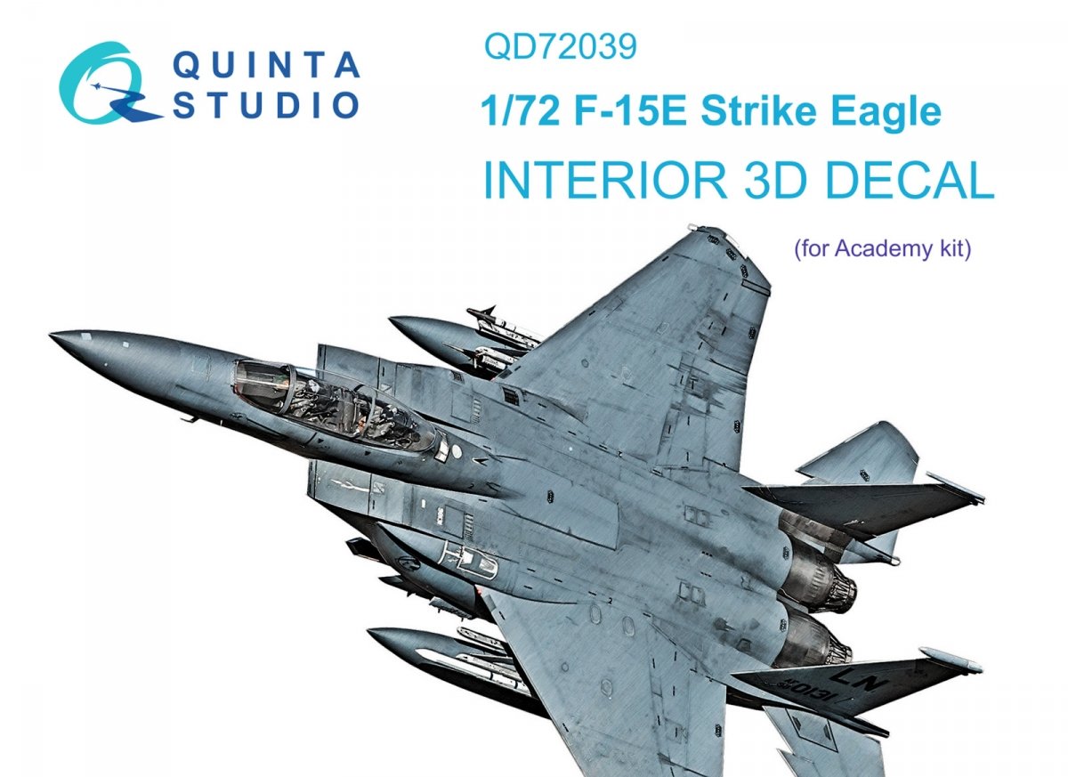 Quinta Studio QD72039 F-15E 3D-Printed &amp;amp; colored Interior on decal paper (Academy) 1/72