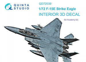 Quinta Studio QD72039 F-15E 3D-Printed &amp;amp; colored Interior on decal paper (Academy) 1/72