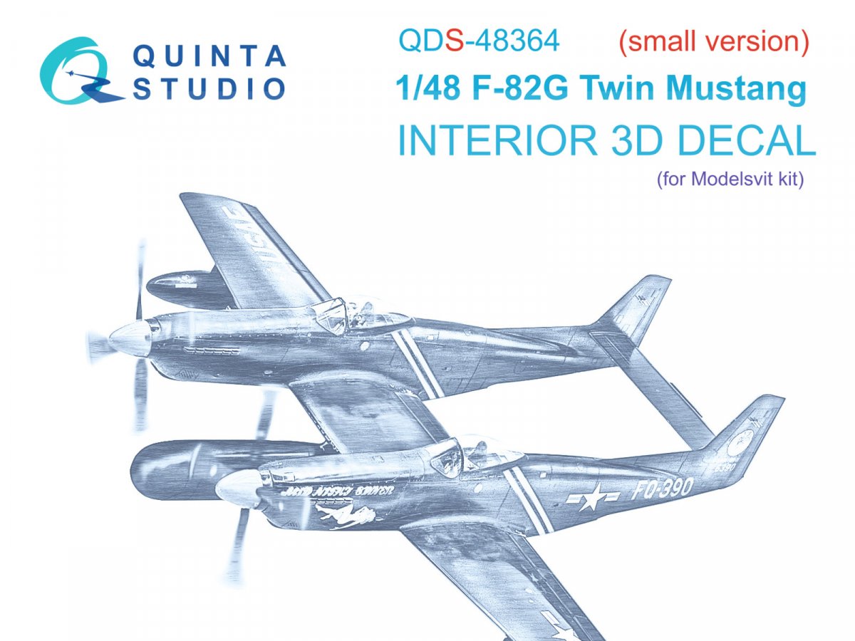 Quinta Studio QDS-48364 F-82G Twin Mustang 3D-Printed &amp;amp; colored Interior on decal paper (Modelsvit) (Small version) 1/48