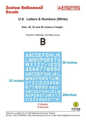 Techmod 72152 - US Letters &amp; Numbers (White) (1/72)