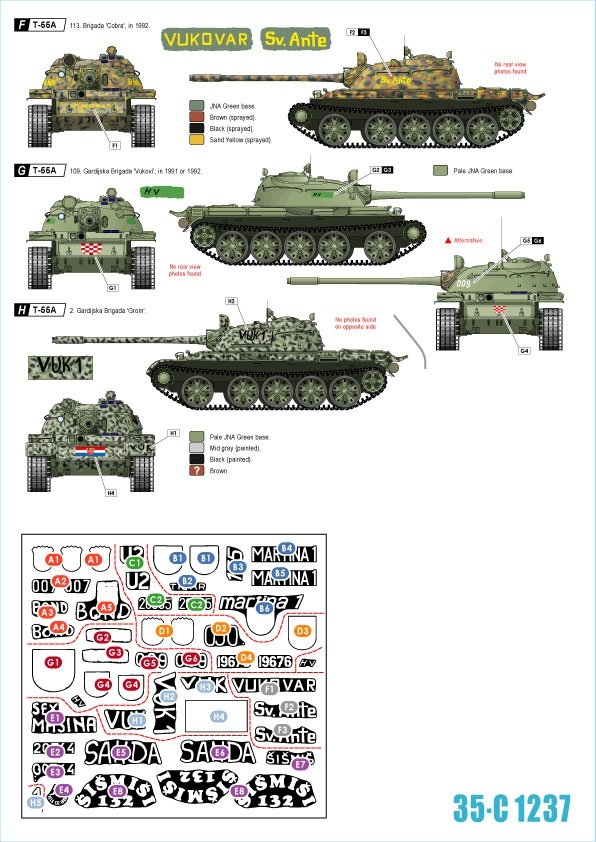 Star Decals 35-C1237 Domovinski Rat / Homeland War 1991-95. T-55A. 1992-93 1/35 – image 2