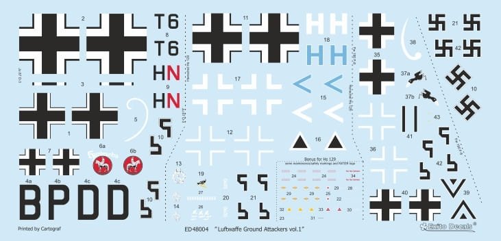 Exito ED48004 DECALS Luftwaffe Ground Attackers vol.1 - Ju 87 D-3, Hs 129, Fw 190F-8 1/48 – image 2
