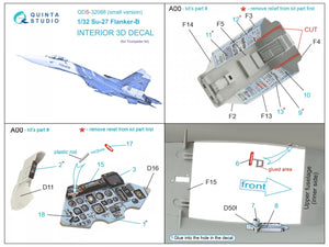 Quinta Studio QDS-32088 Su-27 3D-Printed &amp;amp; colored Interior on decal paper (Trumpeter) (small version) 1/32 – Bild 9