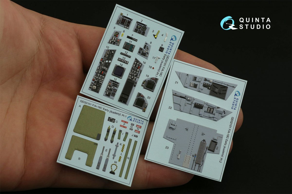 Quinta Studio QD32101 F/A-18C Early 3D-Printed &amp;amp; colored Interior on decal paper (for Academy kit) 1/32 – image 2