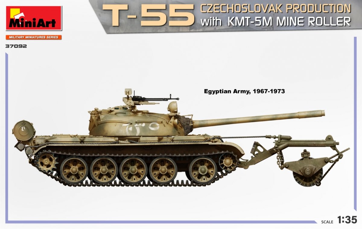 MiniArt 37092 T-55 CZECHOSLOVAK PRODUCTION with KMT-5M MINE ROLLER 1/35 – obrázek 3