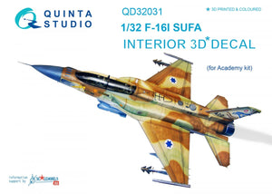 Quinta Studio QD32031 F-16I 3D-Printed &amp;amp; colored Interior on decal paper (for Academy kit) 1/32