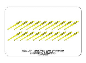 Aber 200L-03 Set of 20 barrels 20 mm L/70 Oerlikon Mk.10 for US ships 1/200 – Bild 4